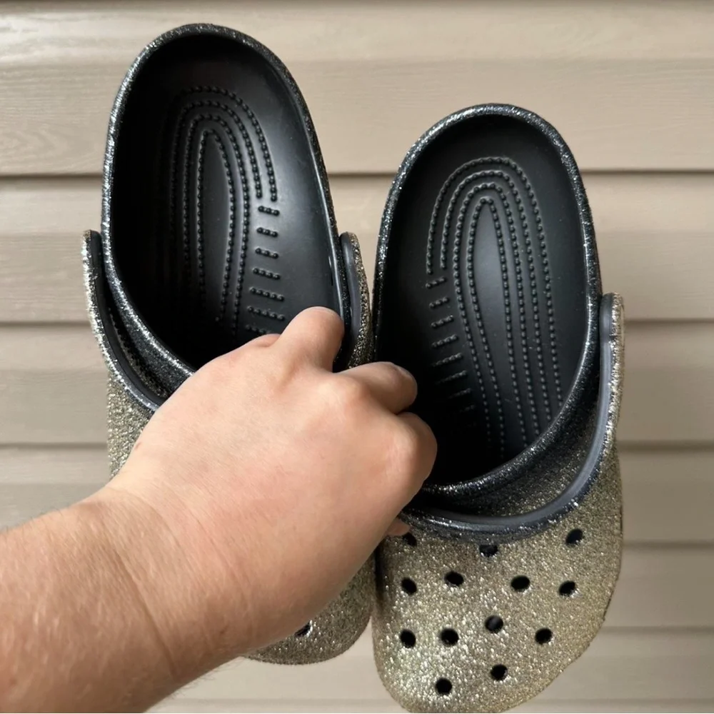 Limited Edition Black/Gold Ombre Glitter Crocs - Picture 4 of 5